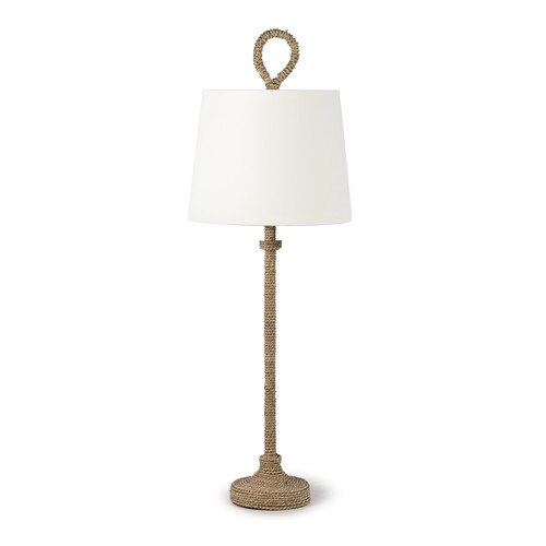 Jute wrapped coastal lamp with white linen shade